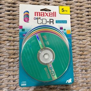 Maxell Color CD-R Data 5 Pack- Music Photos - 80mins 700mb - Brand New/Sealed